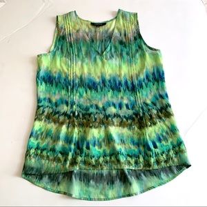 Jones NY Sleeveless Blue Green Poly Tunic Top Sz10